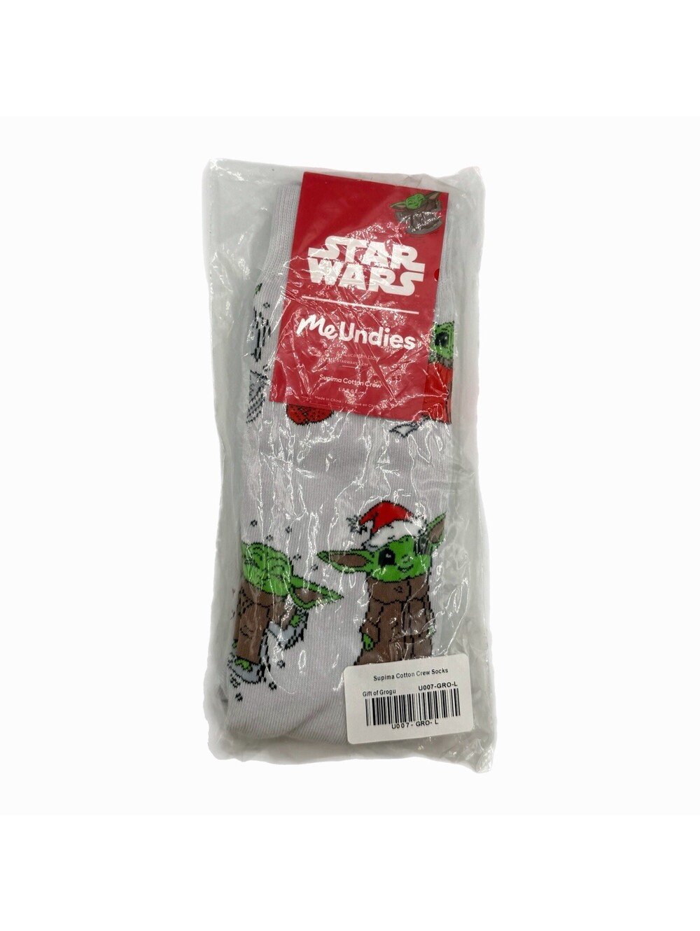 MeUndies x Star Wars Baby Yoda Grogu Christmas Supima Cotton Crew Socks - Large